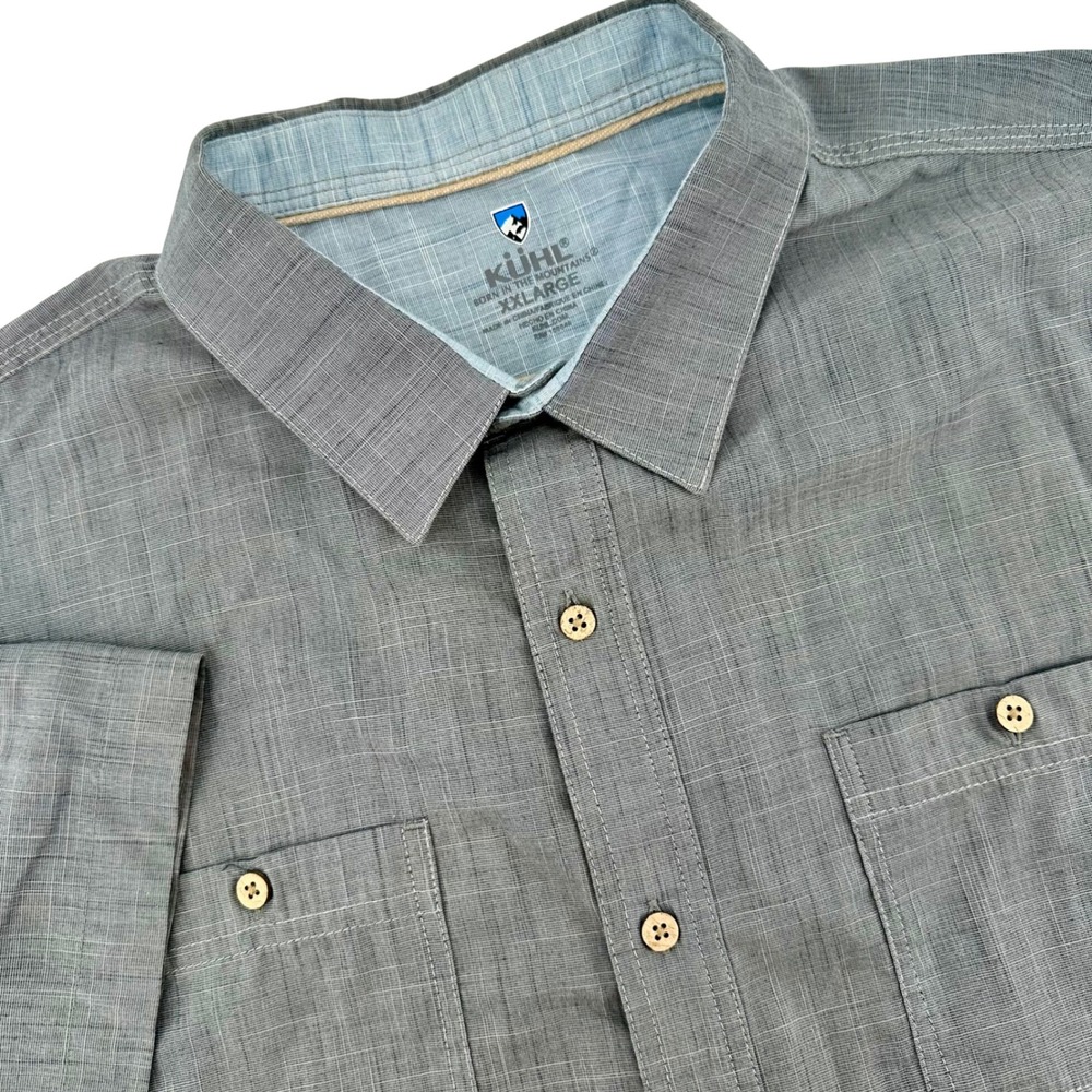 Kuhl Mens XXLarge Grey Crosshatch Short Sleeve Button Down Shirt RN108846